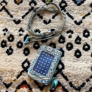 Vera Bradley Lanyard Blue ID Clip Ring